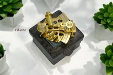 Antique Style 4” Brass Nautical German Sextant with Leather Box – Vintage Replic