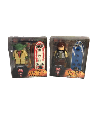 SPACE WARS - STAR WARS YODA & HANS SOLO 3,5'' FIGUREN MIT SUPER SKATEBOARD VERPACKT