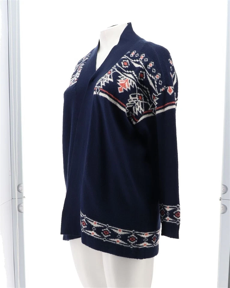 Cárdigan Jacquard Denim & Co Canyon Retreat Frente Abierto Azul Marino M Nuevo sin Etiquetas (228) Foto 2 de 4