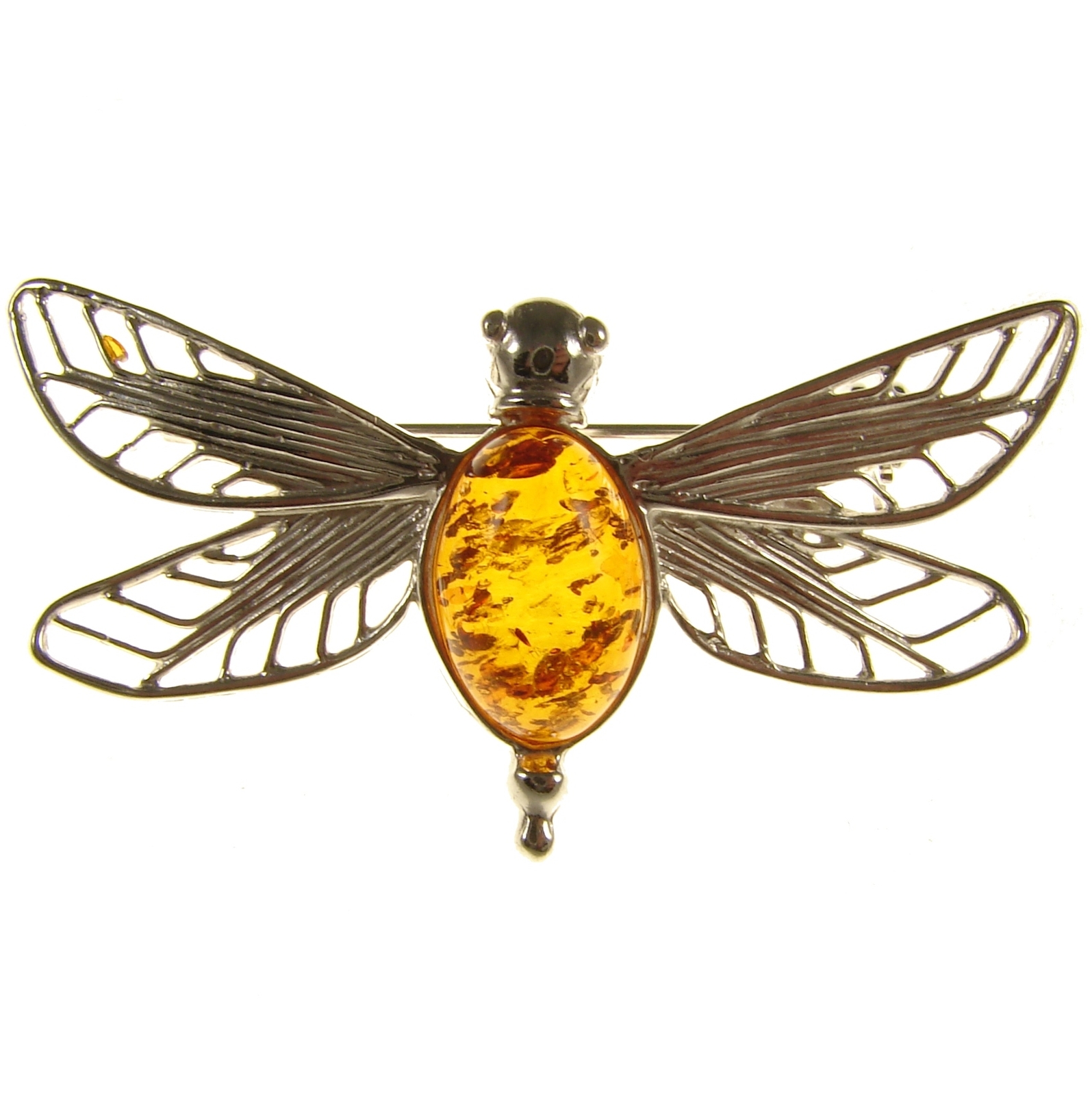 Broche ambre et argent 925 vintage, le bijou d'artisan précieux à offer pour les fêtes