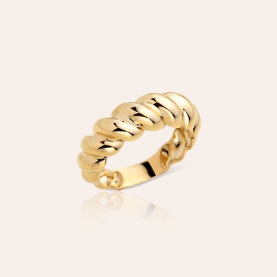 14K massiver Gold Twist Ring, Croissant Kuppelring, Statement Ring für sie Größe 2-13