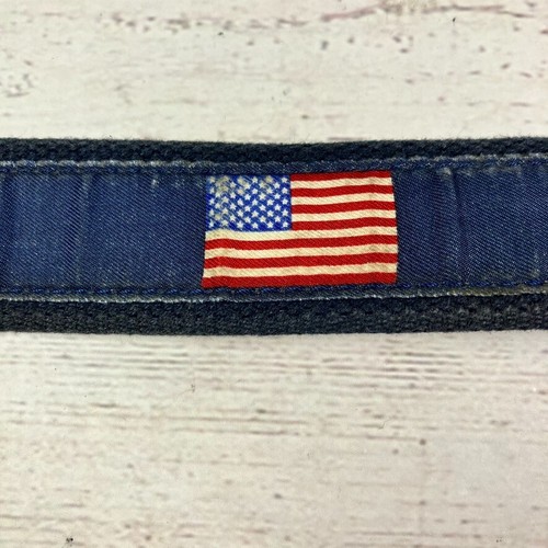 Vineyard Vines amerikanische Flagge Gürtel Herren 30 italienisches Leder Messingschnalle adrett - Bild 2 von 5
