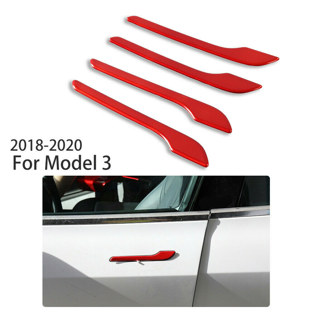 For Tesla 3 17-20 RED Car Accessories Side Door Handle Covers Trim