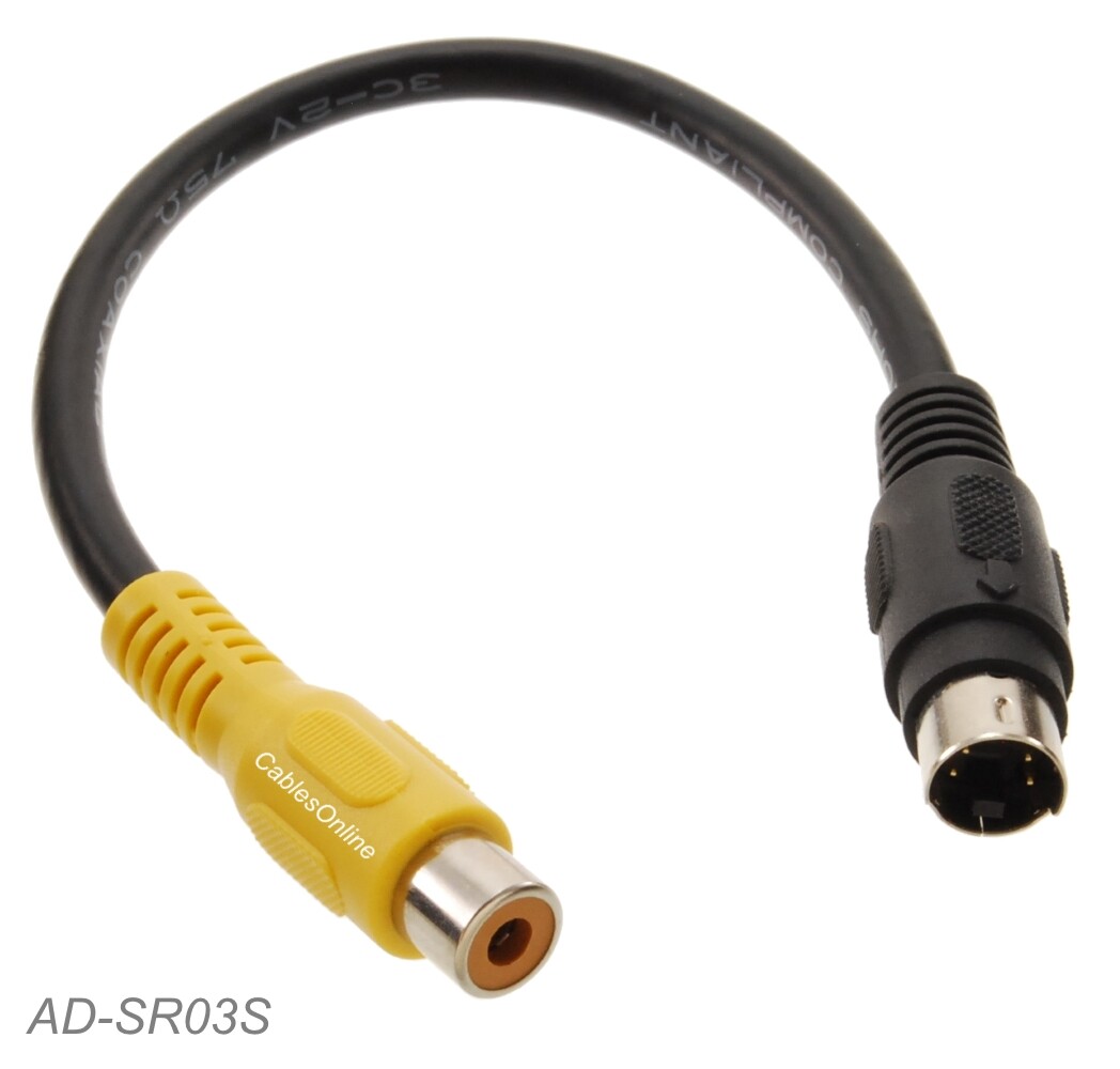 6 inch 4-Pin Male S-Video-Out to RCA Female Composite-Out Vi