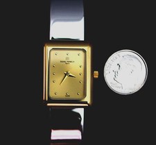 Wristwatch, Lady's, Michel Herbelin, Gold, Chrome, 1 Jewel NOS 1980s France