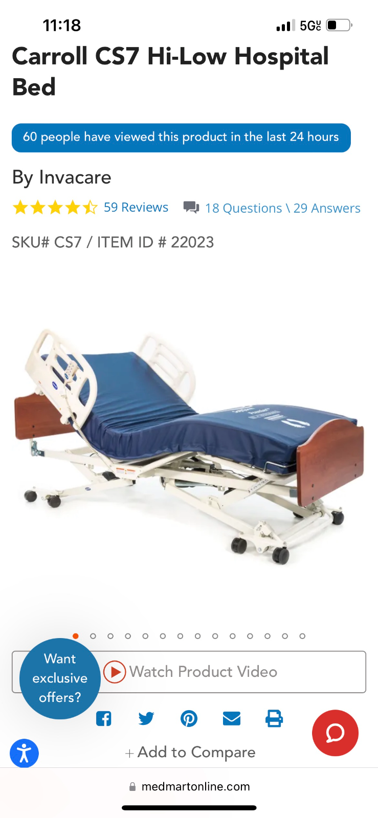 Carroll CS7 HiLow Hospital Bed eBay
