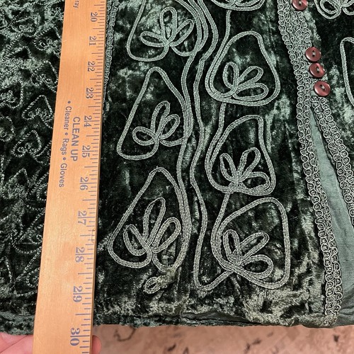 Túnica de Terciopelo Bordada con Botones Boho Campesina OS Gótica Bruja Verde Medieval - Imagen 7 de 11