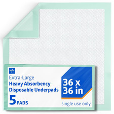 Bed Pads Disposable Adult, Heavy Duty Chux Pads, 36X36, 5 Count, Incontinence Be