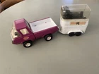 1970's Vintage Tonka Stables Pink Metal Pickup Truck, Horse Trailer And Horses