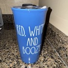 Rae Dunn Red White Booze Travel Mug Coffee 4th July Independence Day NEW — photo 1