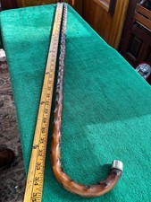 Antique Natural Knobby Wood Cane, Lightly Cleaned, Brass  Metal Ends, Free S/H
