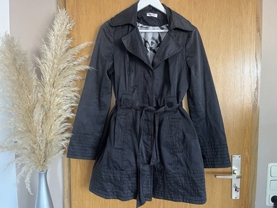 Orsay Damen Trenchcoat Parka ~ Gr. 36 38 ~ schwarz ~ einfarbig ~ modern ~ Top