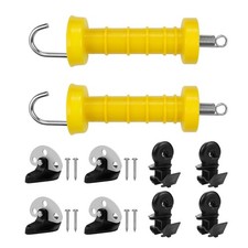 2 Set Electric Fence Gate Handle Set with Anchor and Insulator, Consisting of...