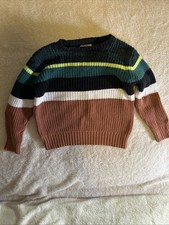 Boys Cat Jack Knit Sweater Green Striped Size 4T