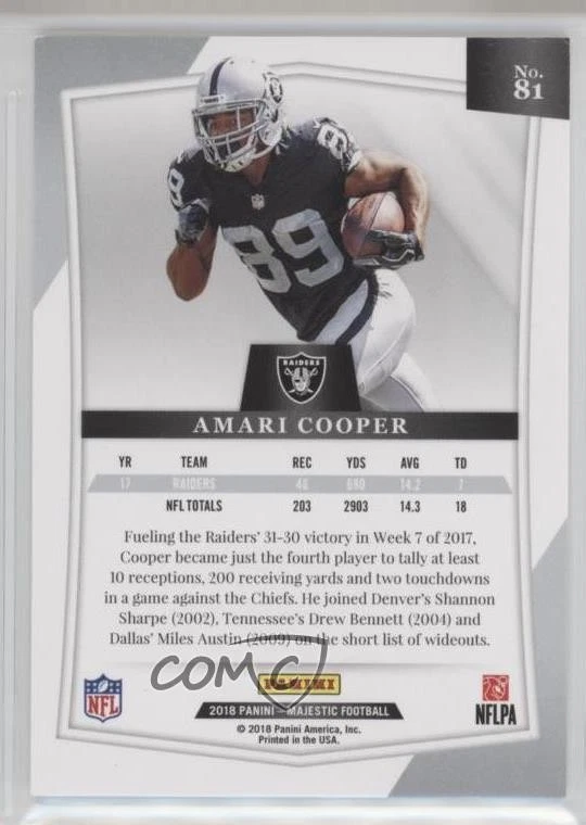 2018 Panini Majestic Holo Silver /25 Amari Cooper #81 - Image 2 of 2