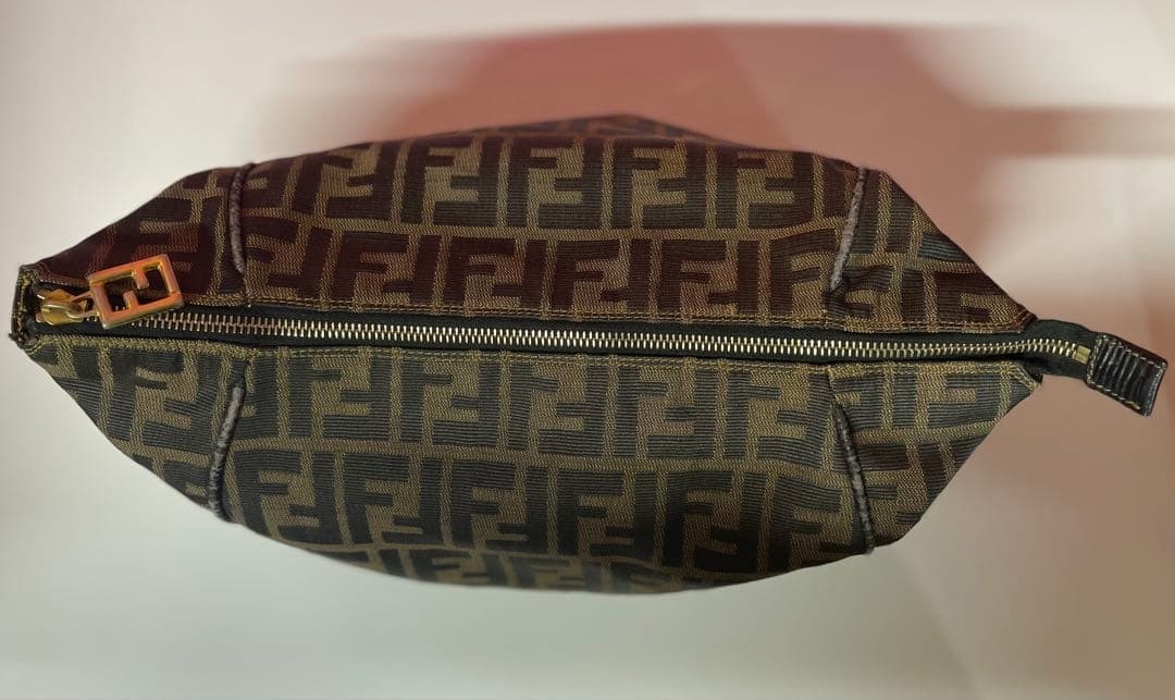 FENDI Zucca Vanity Bag Hand Bag Accessory Pouch Canvas Leather Black Brown thumbnail 3