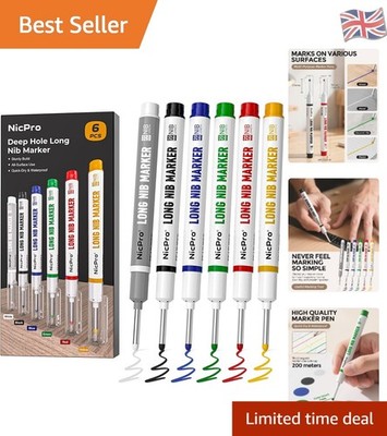 6 Stück Lange Spitze Wasserdicht Marker Set für Präzise Tiefe Markierung - Multi-Oberfläche