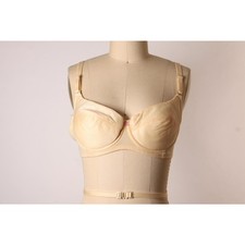 1970s Beige Low Cut Back Criss Cross Padded Bra by Fredericks of Hollywood-36B