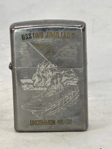 2014 Zippo Lighter USS Iwo Jima LHD 7 Uncommon Valor WW2 Military US Flag Raised