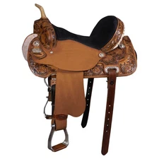 16 In Hilason Western Horse Barrel Flex Tree Trail American Leather Saddle
