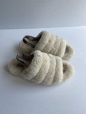 Ugg Fluff Yeah Slides Slippers UK 5 EU 38 ivory Sheepskin logo Strappy shearling
