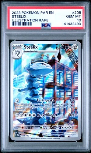 2023 POKEMON PAR EN-PARADOX RIFT ILLUSTRATION RARE #208 STEELIX PSA 10