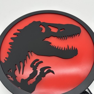 Jurassic Park T-Rex Logo LED Wall Light Sign | 12 Inches Tall Tested