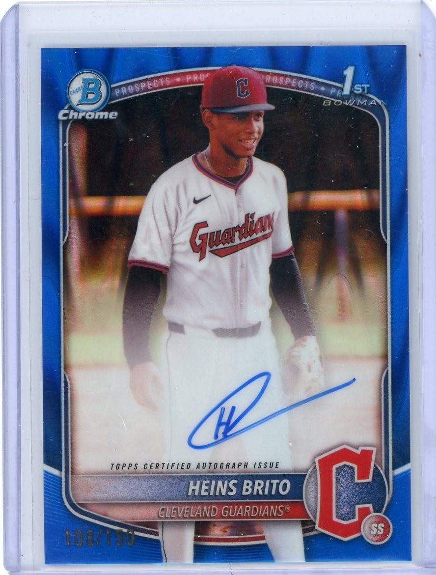 2025 Bowman Chrome Heins Brito 1st Bowman Blue Raywave Refractor Auto /150!