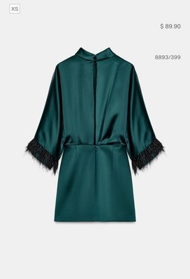 feather satin effect dress Zara - Feather Satin Effect Short Dress - Women - Dark Green