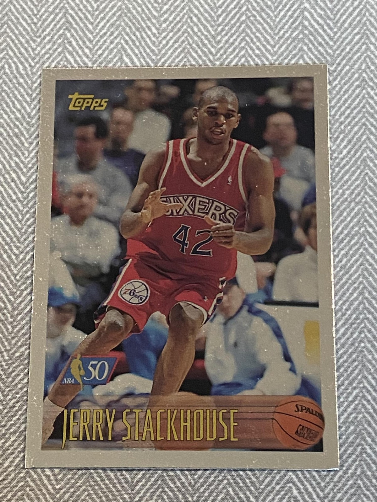 1996-97 Topps #42 Jerry Stackhouse NBA at 50 Philadelphia 76ers