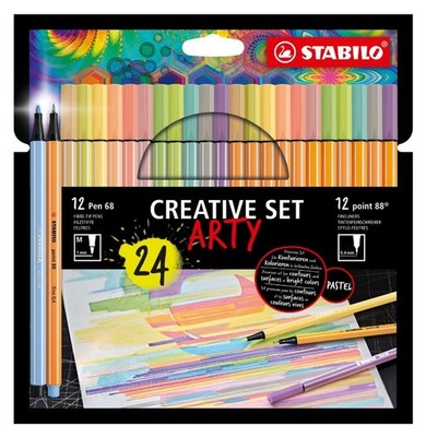 STABILO  ARTY CREATIVSET 24 STIFTE MEHRFARBIG 12 PEN 68 / 12 POINT 88 NEU OVP