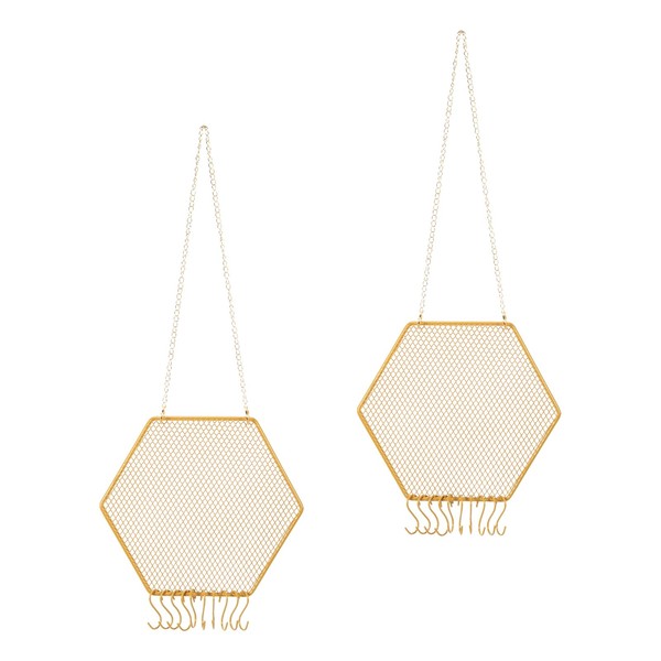 2 Set Ohrringhalter Organizer, Halskettenhalter HäNgender Mit 20 Haken, Hexagone-image