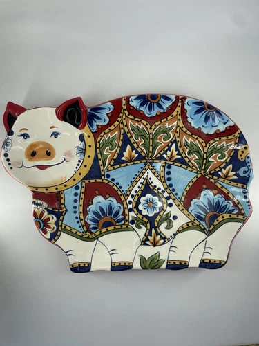 La Espana Lifestyle La Barca Handpainted Floral Pig Platter