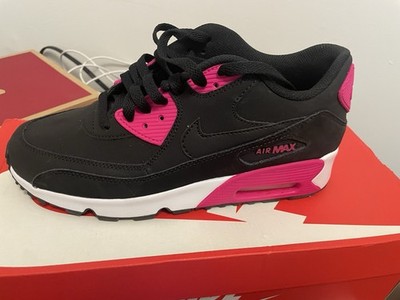 Nike Air Max 90 Big Kids Size 7Y Black Pink White Athletic Shoes