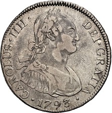 CHILE, Santiago, bust 4 reales, Charles IV, 1793 DA, NGC VF details / cleaned