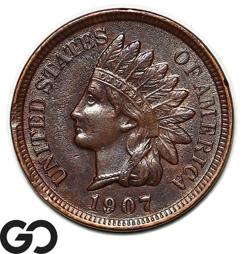 1907 Indian Head Cent Penny, Choice BU++