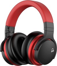 MOVSSOU E7 Active Noise Cancelling Bluetooth Wireless Headphones Black Red