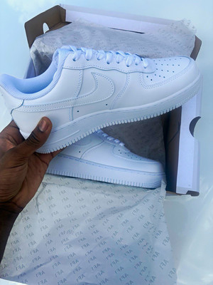 Nike Air Force 1 Men's Low Top White Solid Lace-Up Athletic Sneakers