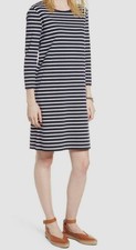 1901 Women's Blue Striped Crewneck 3/4 Sleeve Back Bow T-Shirt Dress Size XS