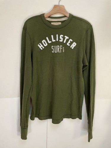 Vintage Hollister Y2K Green Thermal Long Sleeve Waffle Knit Surf Top L The Hills - Picture 2 of 9