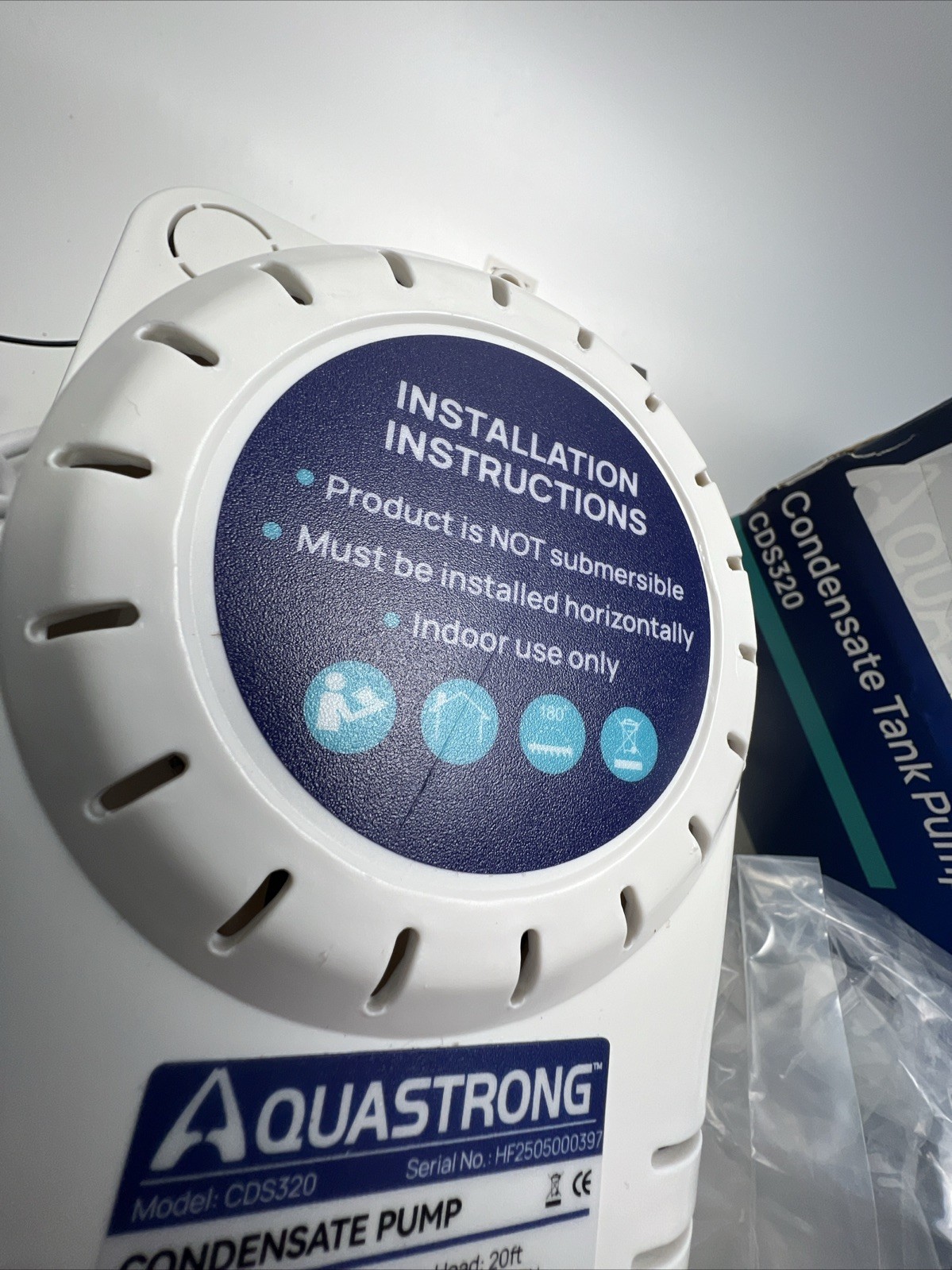 Aquastrong 1/38HP 85GPH HVAC Condensate Pump 115V/230V w/ Safety Switch & Cord