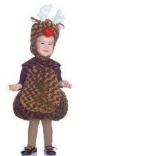 Reindeer Rudolph Halloween Costume 4/6 Christmas Plush Vest, Hood Toddler