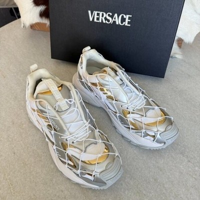 VERSACE Mercury M_VS_03 Rope, Leather and Mesh Sneakers. 46 