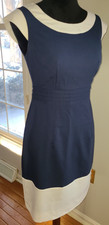 Mossimo Women's Dress Sz 4 Navy Cap Sleeve Side Zip Shift Nautical Minimalist