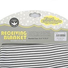 First Essentials Gray Baby Blanket, Unisex Receiving Blankets, 100 Cotton, Soft
