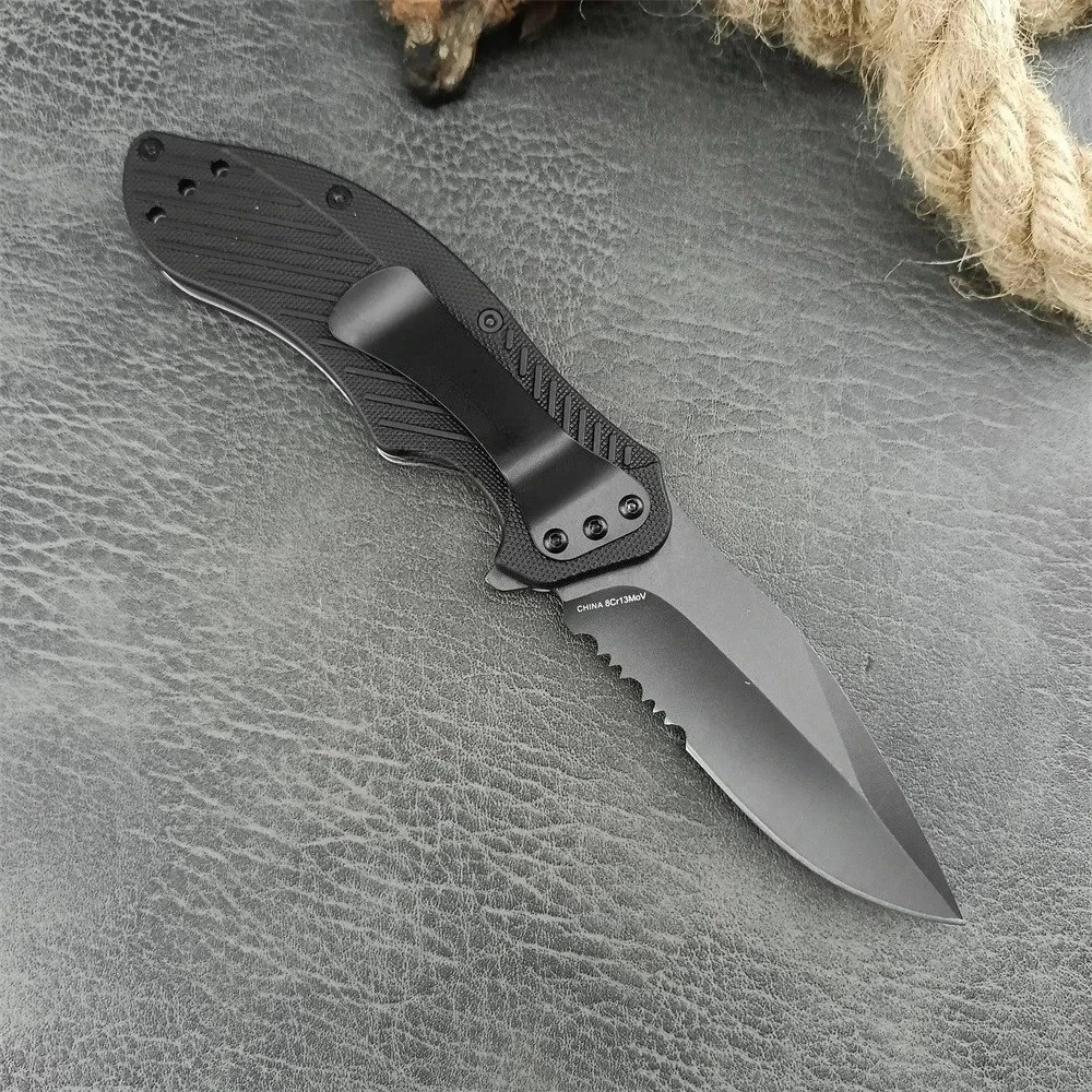 Black Small Pocket Knife With Clip Folding EDC Everyday Carry Camping Utility