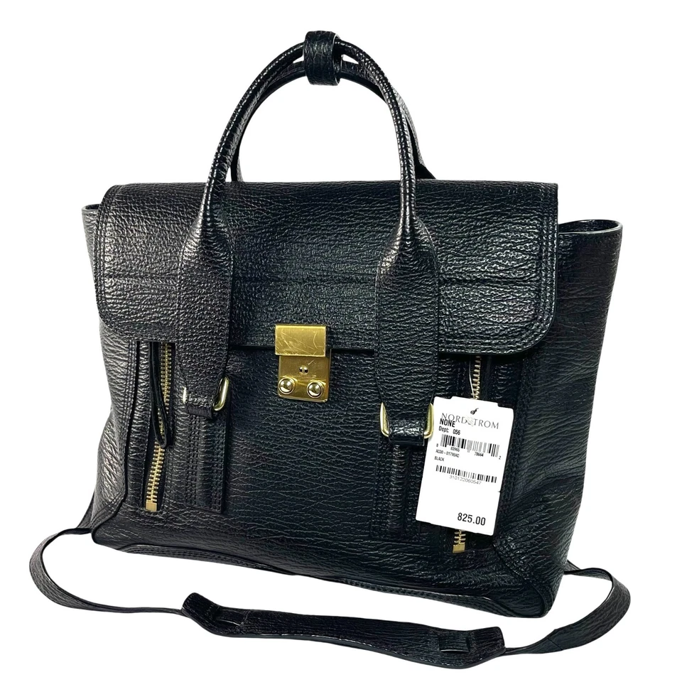Cartera 3.1 Philip Lim - Mediana Pashli Piel de becerro texturizada negra Doble cremallera Foto 2 de 4