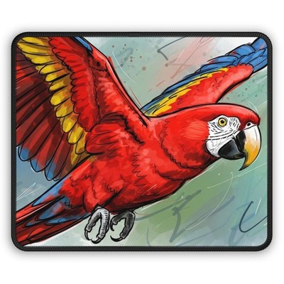 Cute Red Parrot Sketch Gaming Mouse Pad