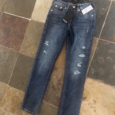True Religion Geno Girls Skinny Slim Fit Dark Wash Blue Denim Jeans Size 12