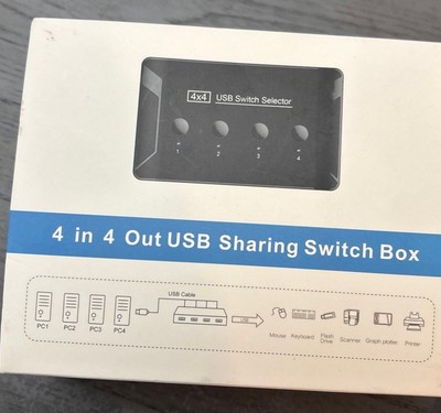 4 Port PCs Sharing 4 Devices KVM USB Switch Selector for Keyboard Printer